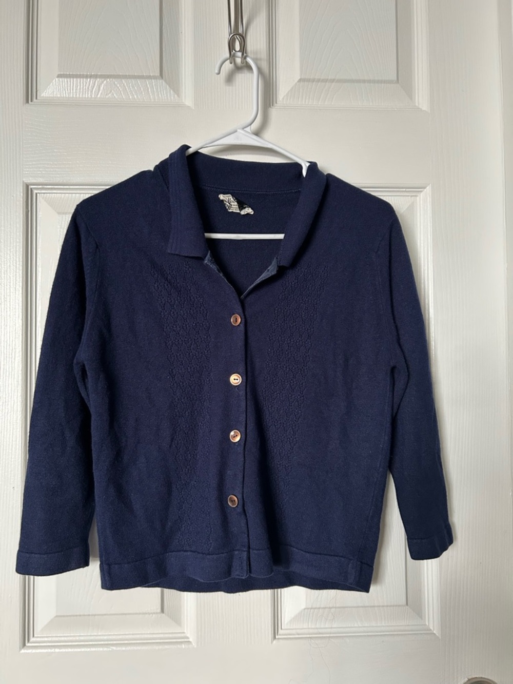 Navy Blue Button-Front Women's Cardigan